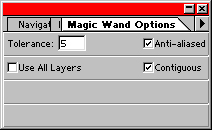 Magic Wand Tool Options.
